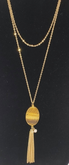 🐈Cat Tiger's Eye Tassel Necklace - Picture 3 of 8